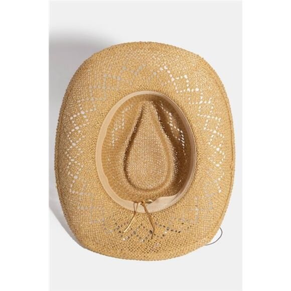 ✨NWT Fame Turquoise‎ and Shell Star Beads Strap Western Straw Hat - Picture 5 of 6